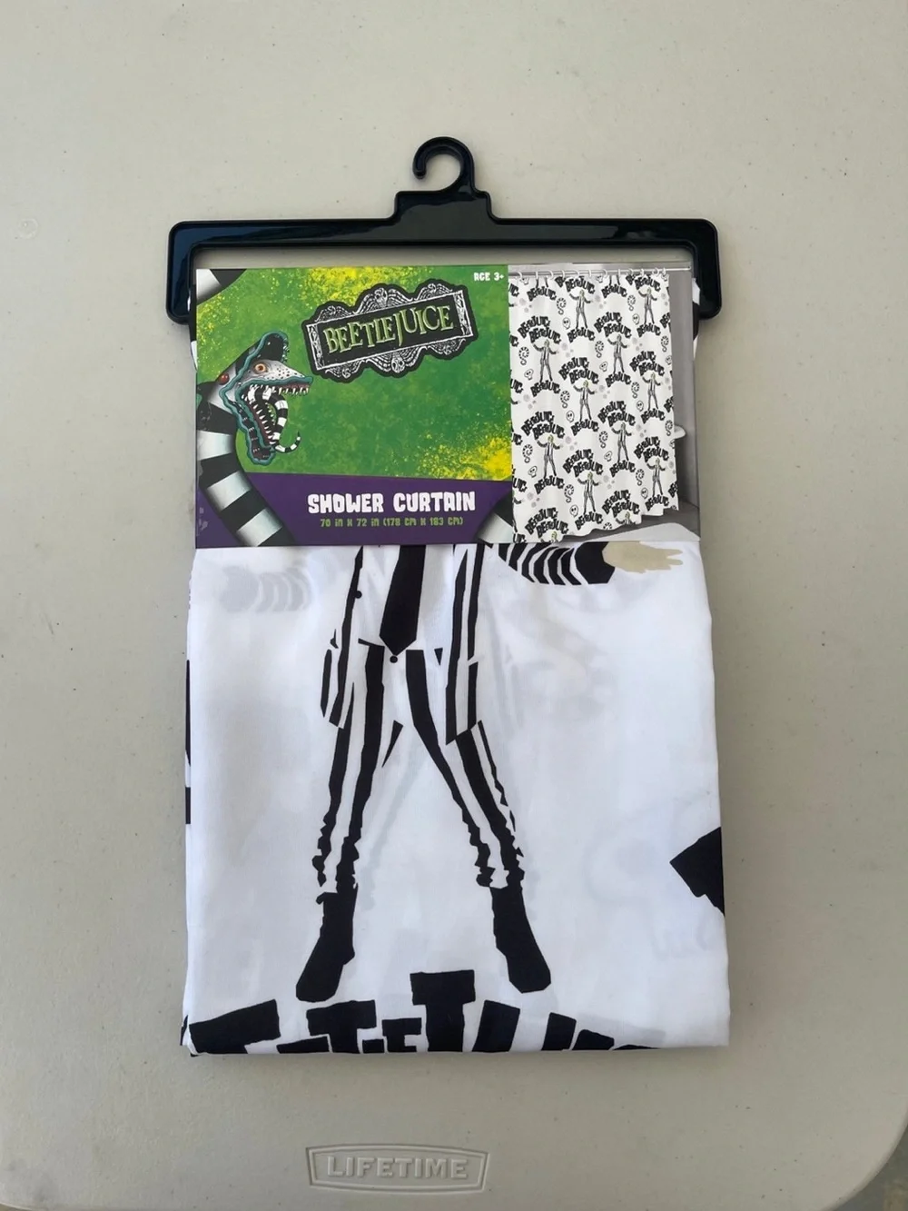 Beetlejuice Black & White Shower Curtain
